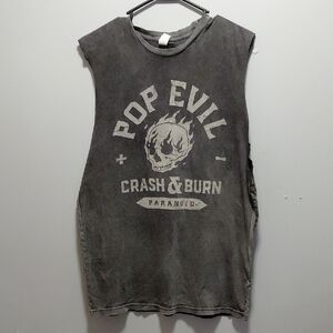 Lane Seven Pop Evil Dark Gray Cut Off Band Tee Large